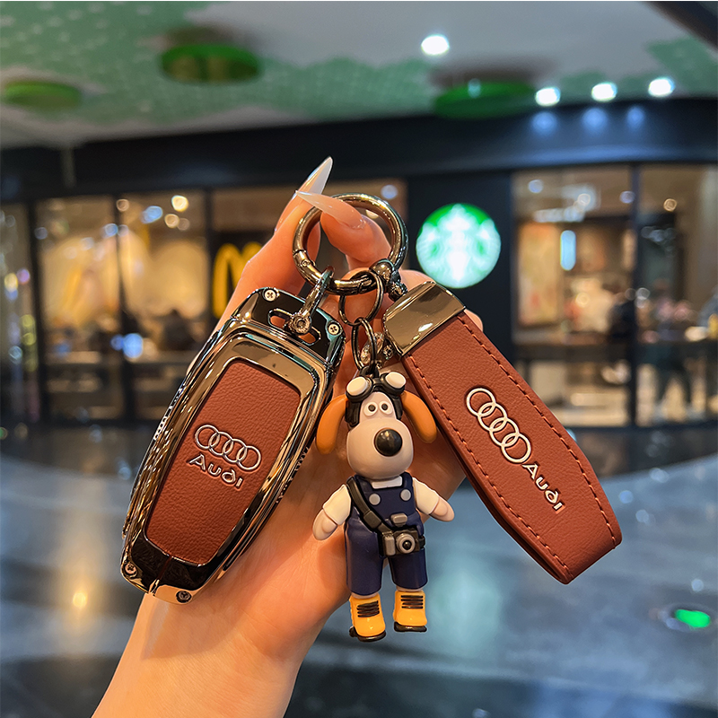 适用奥迪钥匙套新款A3L/A6L/A7/A8L/Q6/Q7扣Q8壳Q4-Etron金属皮革