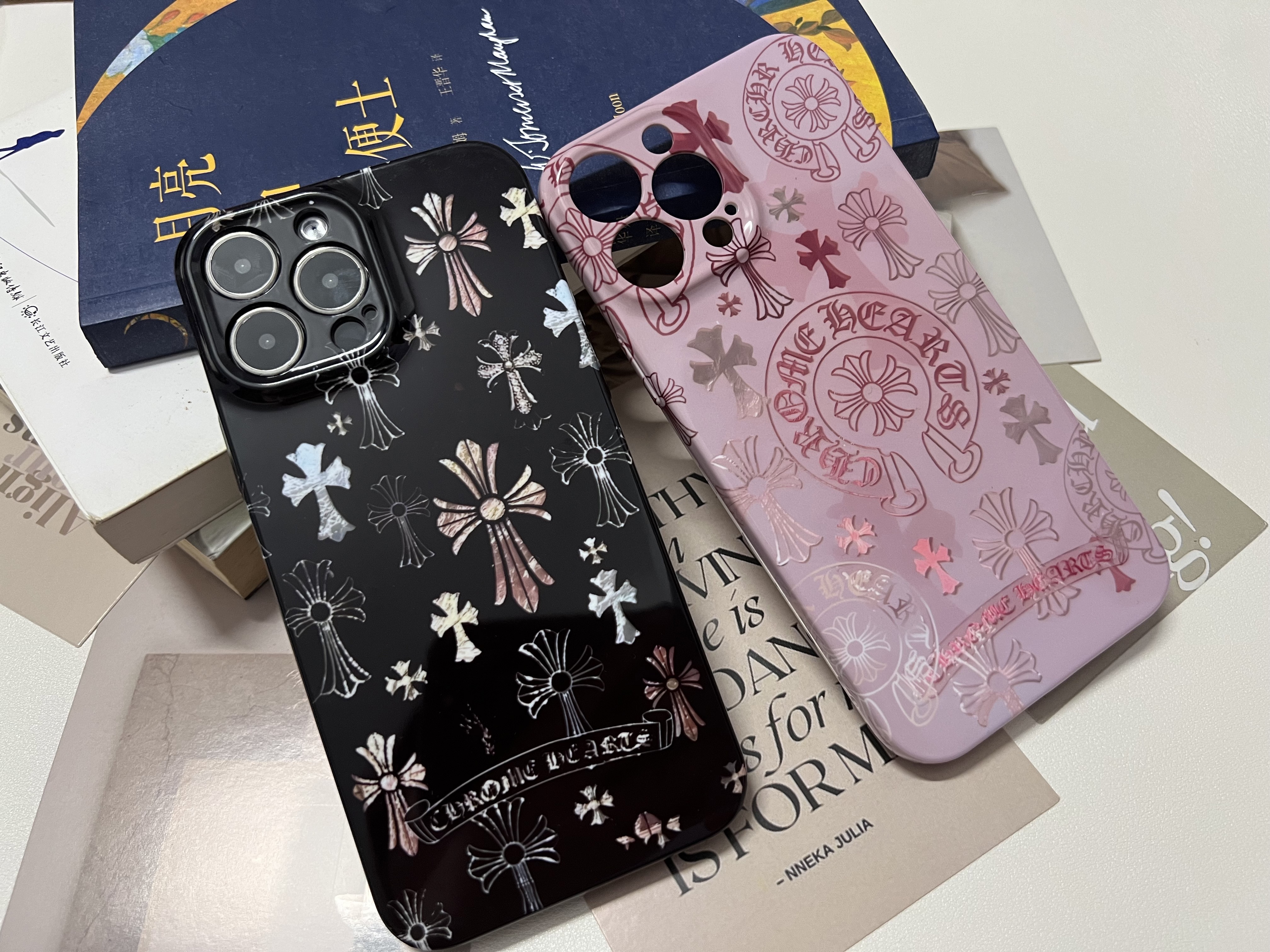 甜酷粉黑十字架菲林苹果iphone1716promax手机壳15plus14/13硬壳