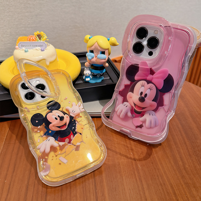 可爱米老鼠适用苹果16/华为oppo/vivo小米双支架手机壳卡通流行爆