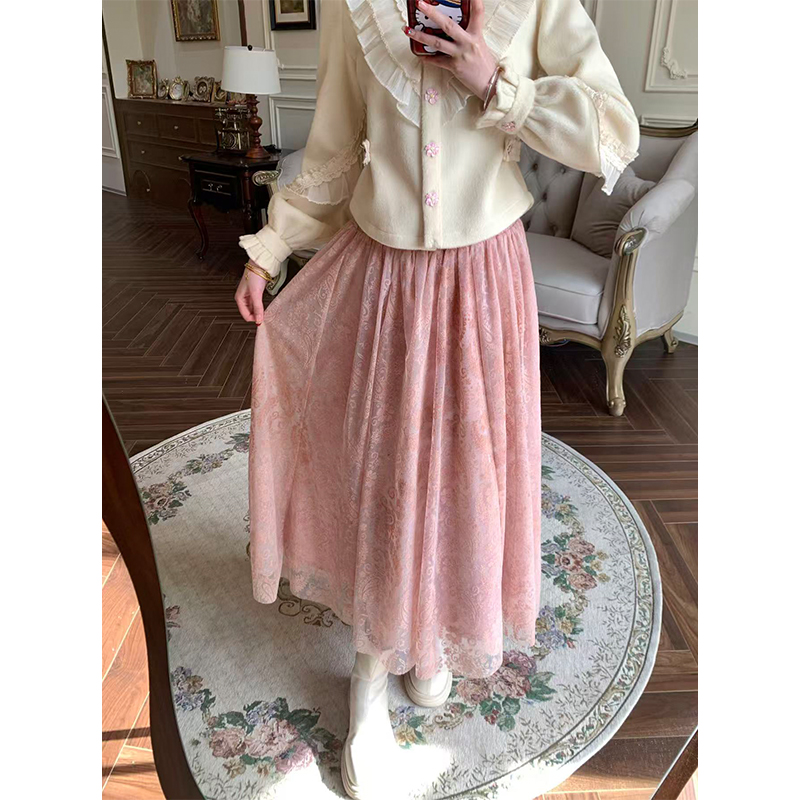 【一生罗曼】法式大摆裙秋冬高腰保暖半身裙后松紧腰裙子半裙B1415