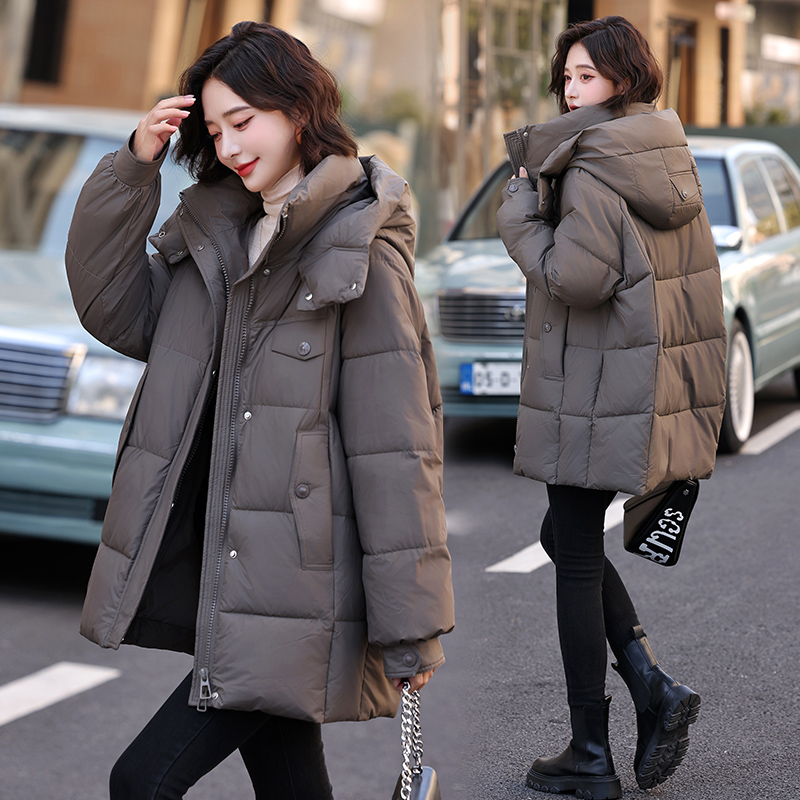 棉服女加厚连帽棉袄外套冬季保暖时尚韩版宽松大码棉衣