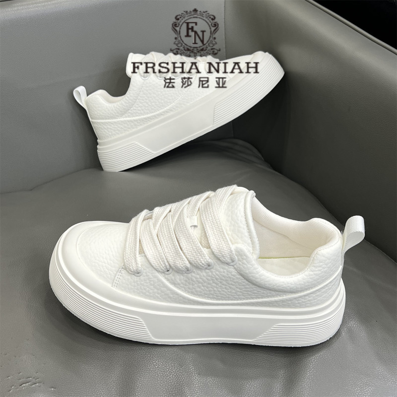 法莎尼亚男款皮面小白鞋轻奢时尚潮流舒适轻便厚底耐磨运动休闲鞋