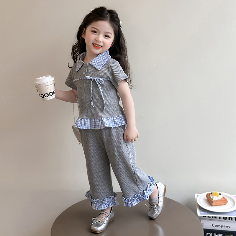 女宝宝小香风套装花边潮小童洋气短袖夏装两件套女童好看衣服童装