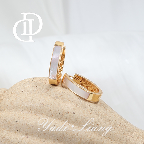 925银耳饰 梁雅帝新品【金色殿堂几何U形】双面设计款气质纯银耳饰