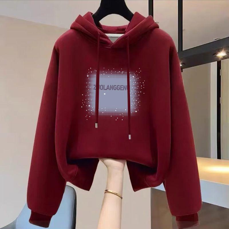 设计感小众秋冬新款2025加绒加厚套头连帽卫衣女爆款韩版宽松外套