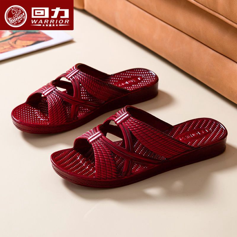 回力油拖鞋女士夏季室内中老年人平底妈妈居家防滑软底奶奶一字拖