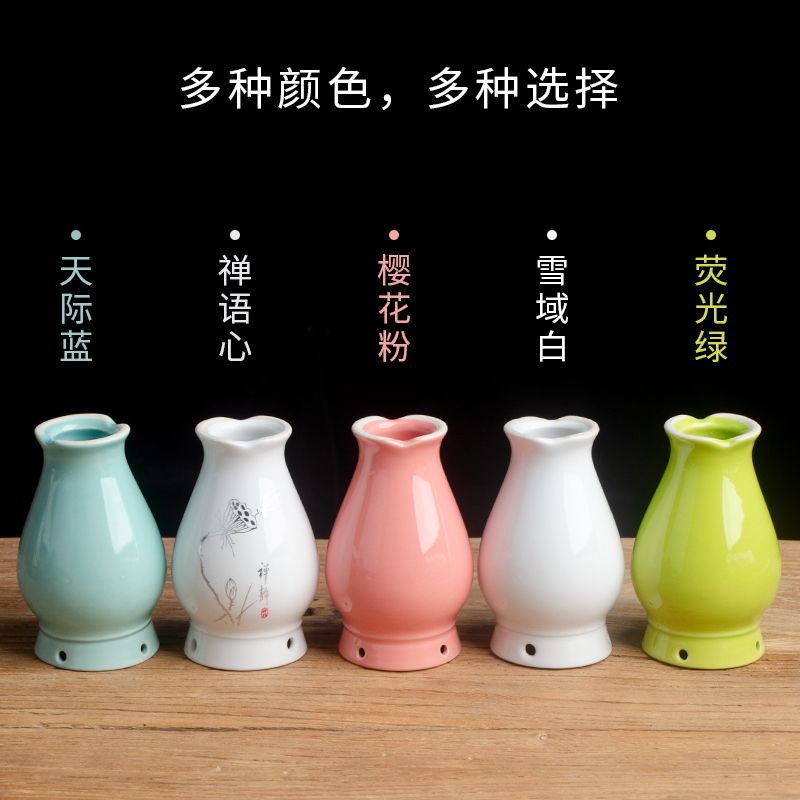 面部桃花灸双层隔热艾灸罐小号美人灸陶瓷按摩刮痧罐桃花罐艾灸罐