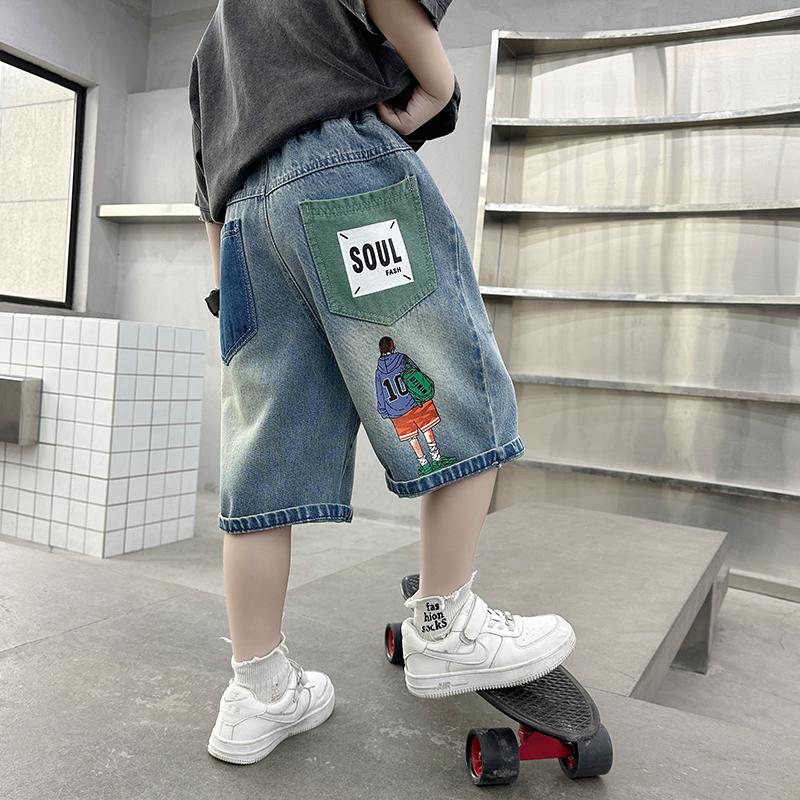 男童牛仔短裤2025夏季新款儿童中裤中童薄款七分裤牛仔裤男童短裤