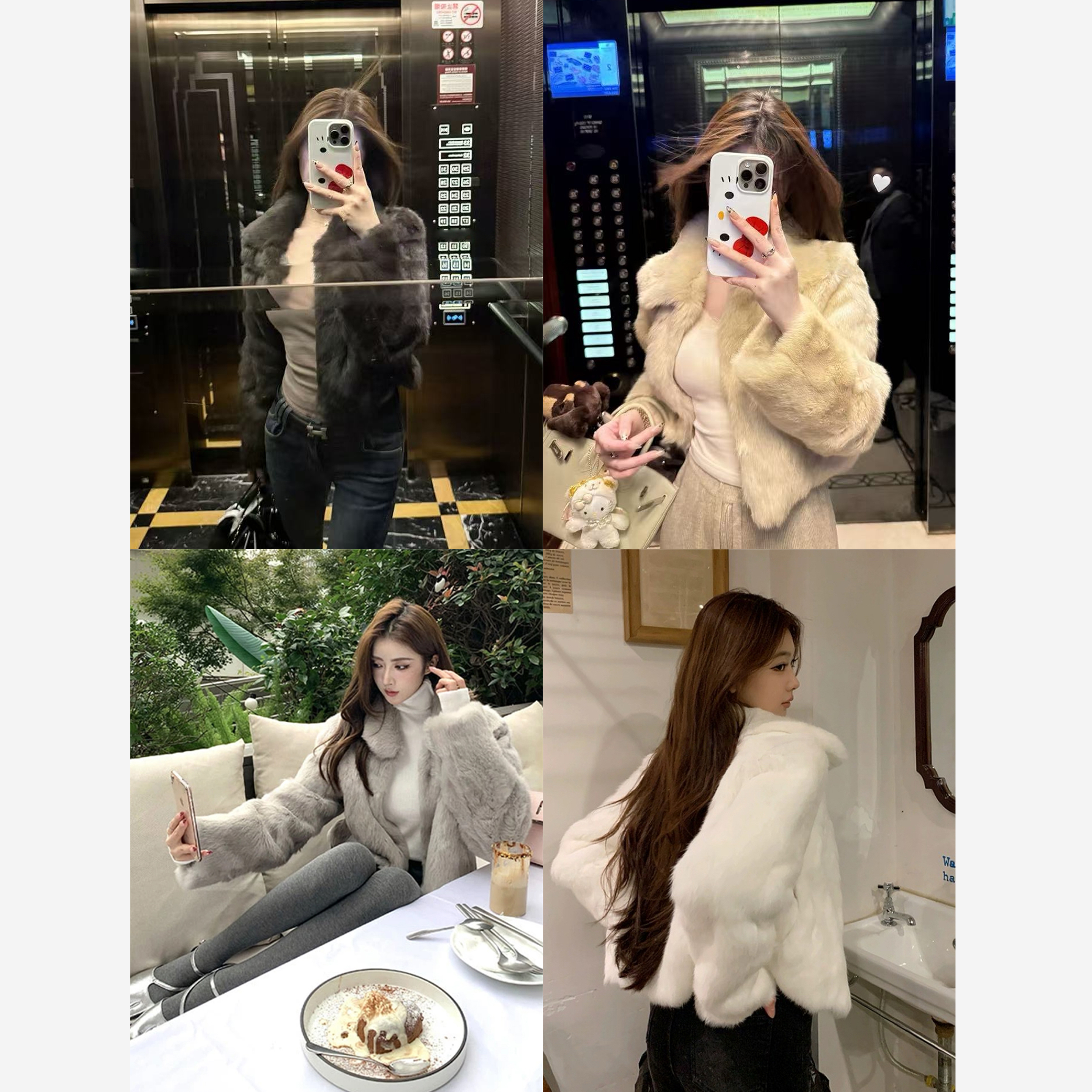 AMYSURE FUR【梦中情兔】定染色系真兔毛显瘦真皮草外套61011