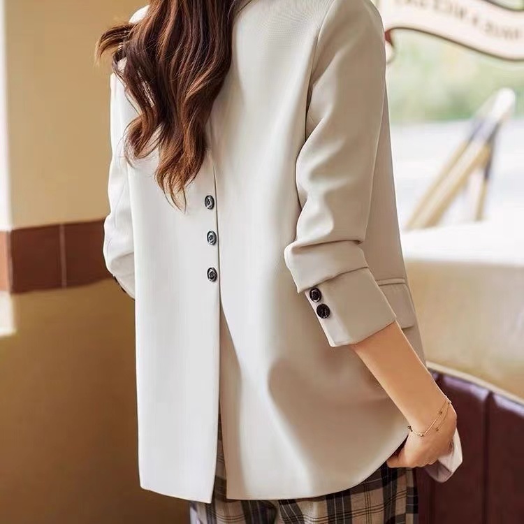 西装外套女新款春秋小个子女士女式后开叉设计感休闲加厚小西服