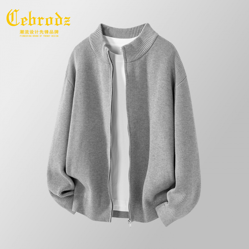 法国Cebrodz松弛感极简风拉链男开衫针织衫外套宽松休闲毛衫秋冬