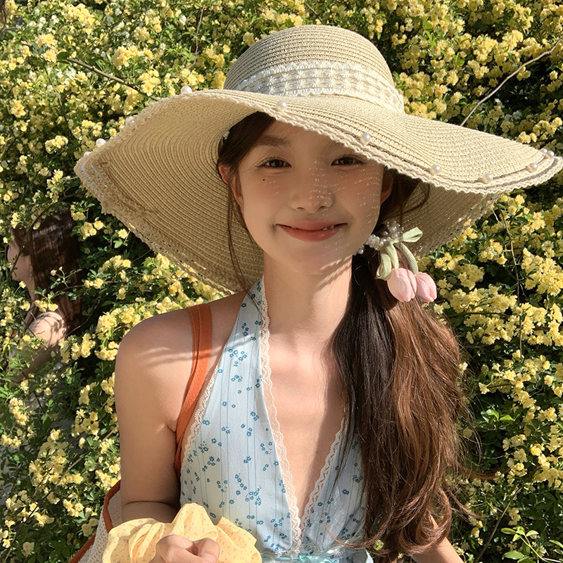 『升级版』蝴蝶结草帽子女夏季海边沙滩度假防晒遮阳大帽檐太阳帽
