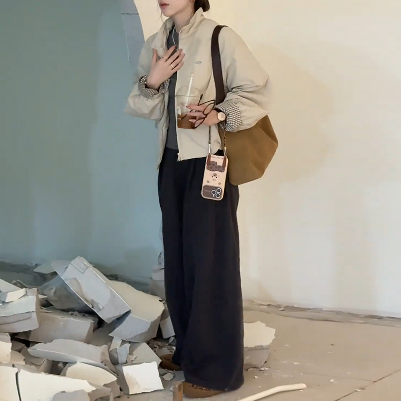 小众套装女2025秋季新款韩系纯色长袖外套高腰阔腿裤两件套高级感
