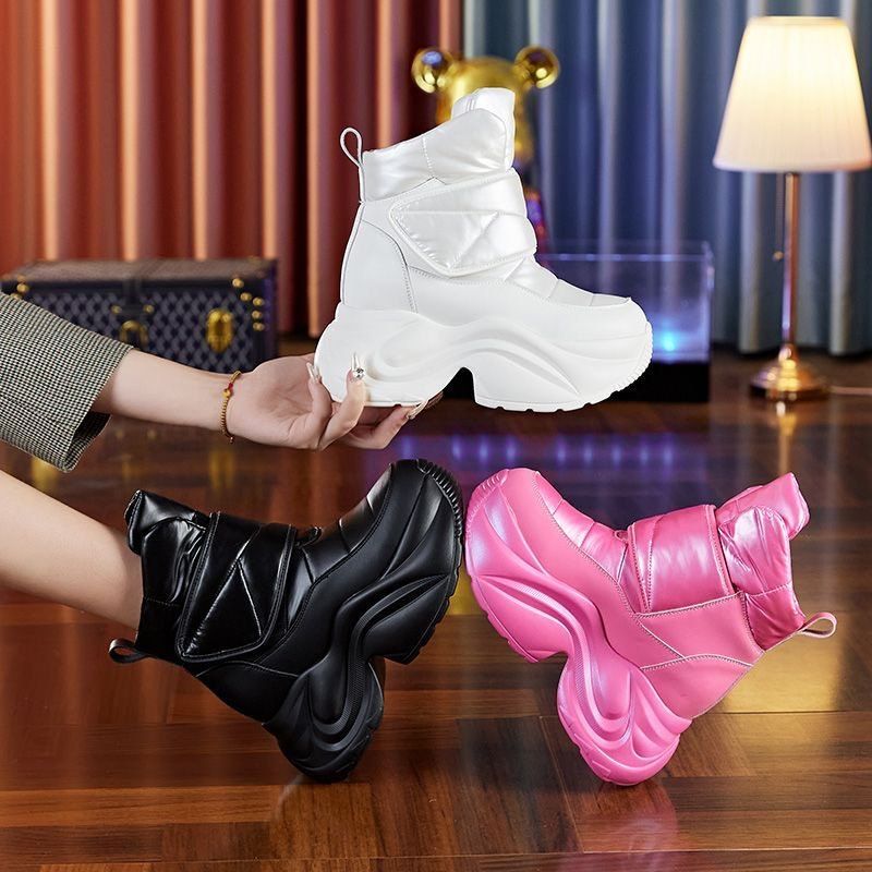 加绒雪地靴内增高加厚底防水棉鞋女士2025冬季新款东北短靴马丁靴