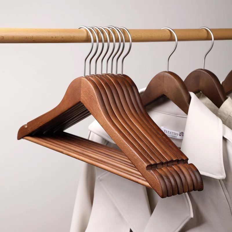 木质衣架复古家用衣撑挂大衣西装不变形无痕防滑挂衣架衣柜衣撑