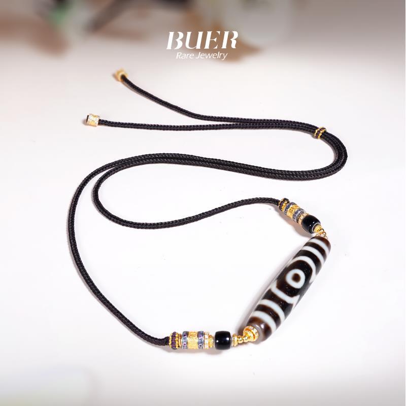 【不二】莲花三眼天珠DIY项链 (多样性发)