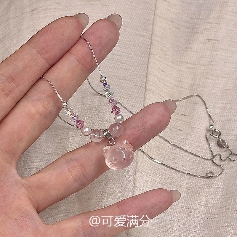 合金项链 项链粉色kt小猫小众设计感夏日清冷感精致甜美锁骨链