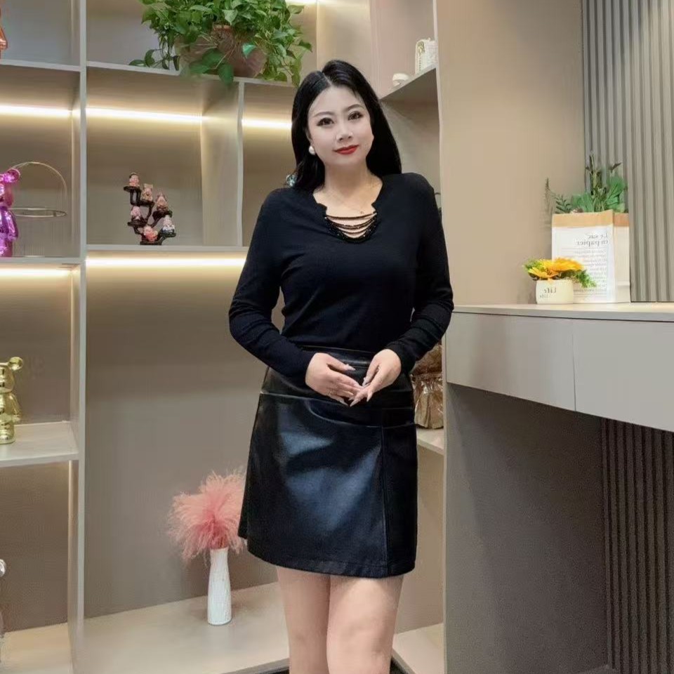 秋季小衫-千 24882时尚潮流流苏串珠领口设计款胖MM大码女装新款