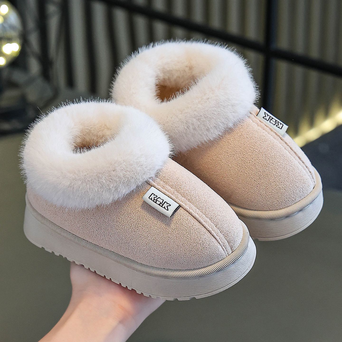 儿童棉拖鞋小中大男女童冬季雪地靴室内居家防滑亲子棉鞋学生拖鞋