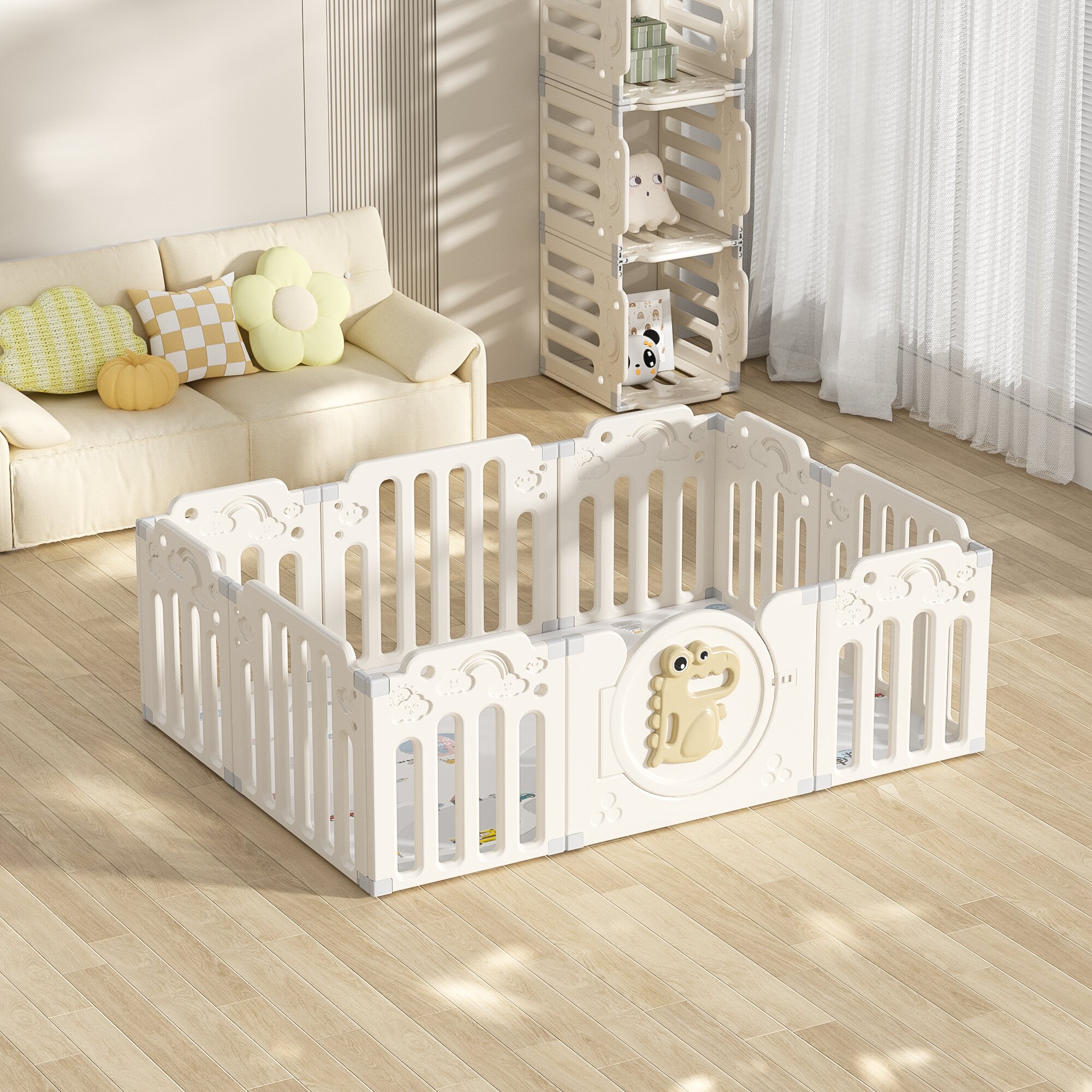 祺悦游戏围栏婴儿客厅室内地上儿童爬行围栏防护栏爬爬垫宝宝家用