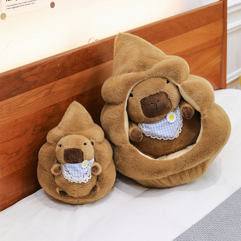 新款围兜粑粑窝水豚玩偶卡皮巴拉毛绒玩具送女生公仔丑萌礼物可爱