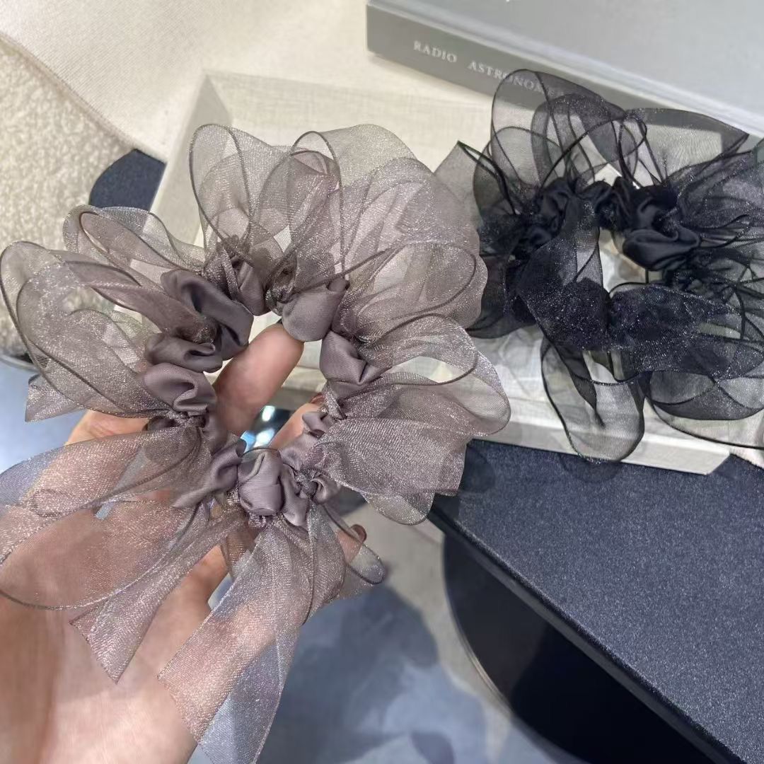 2025年新款小众设计款蝴蝶结大肠发圈百搭简约丸子头发绳少女头绳