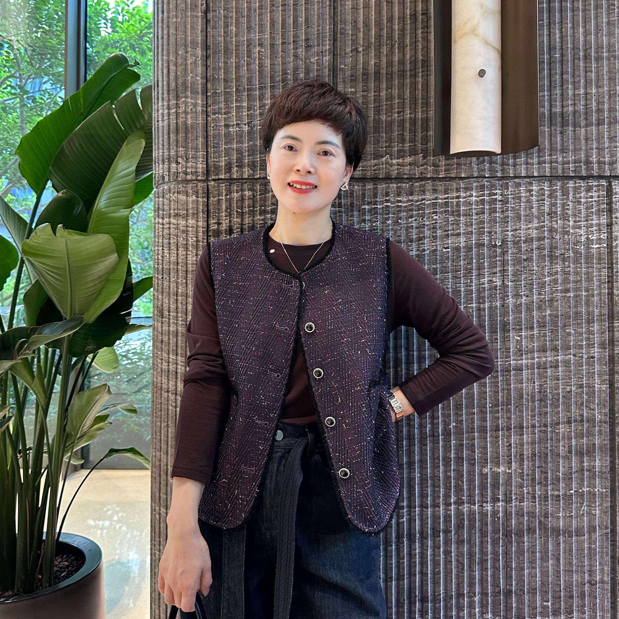 圆领千金风早秋款女装休闲马夹时尚秋季