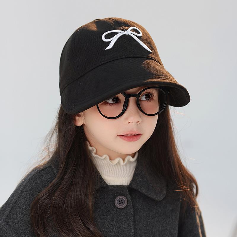儿童鸭舌帽子男女童春秋季新款蝴蝶结大檐遮阳时尚休闲百搭渔夫帽