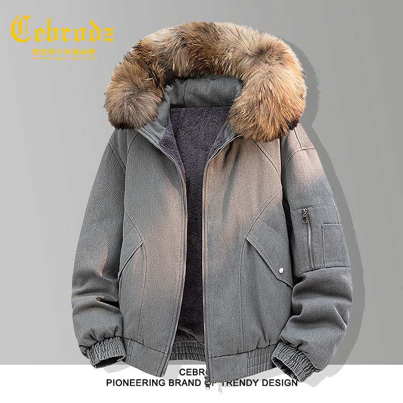 法国Cebrodz座山雕加厚羽绒服男冬季2025新款保暖防寒派克服连帽