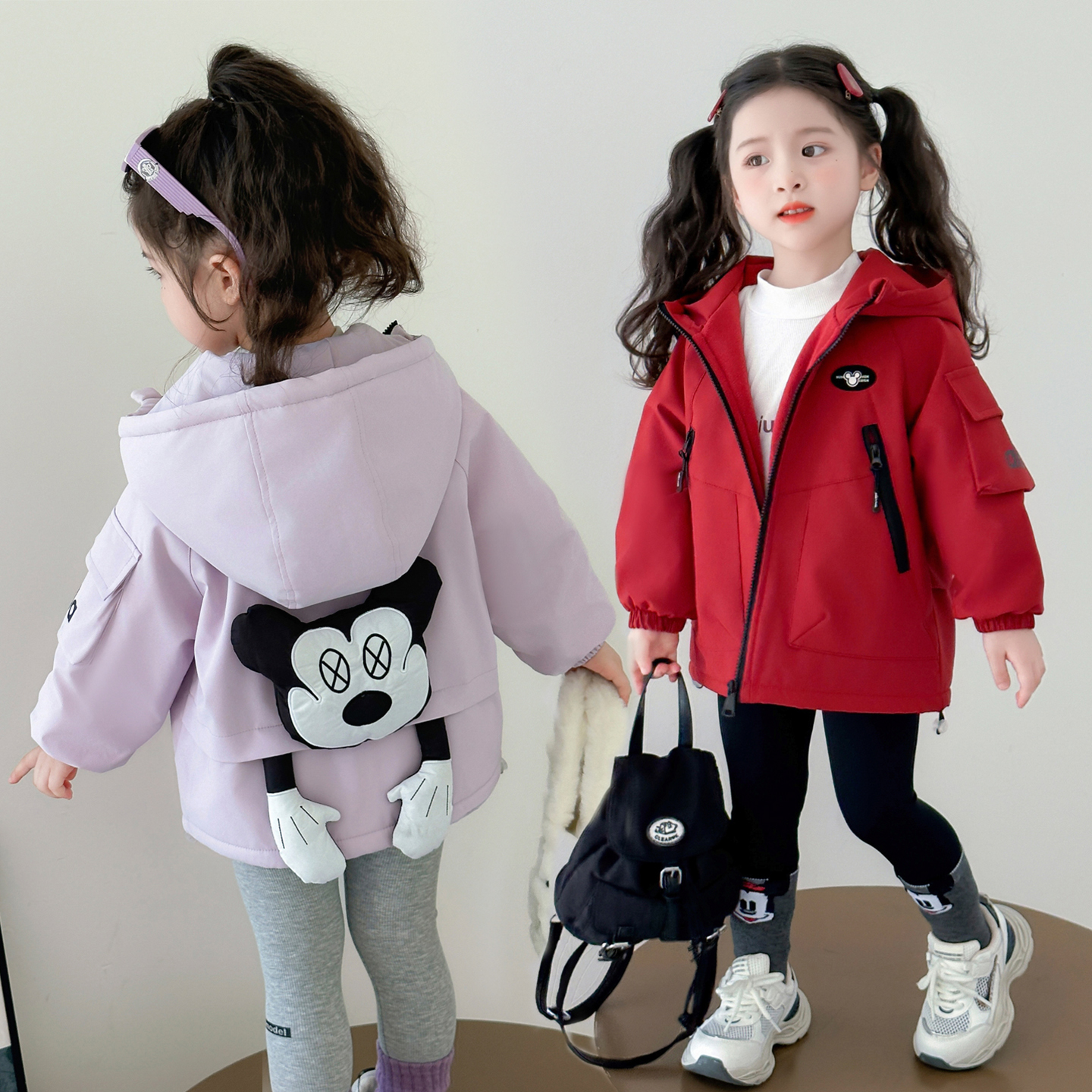 女童加绒冲锋衣洋气儿童秋冬装新款女宝宝加厚连帽外套小女孩时髦