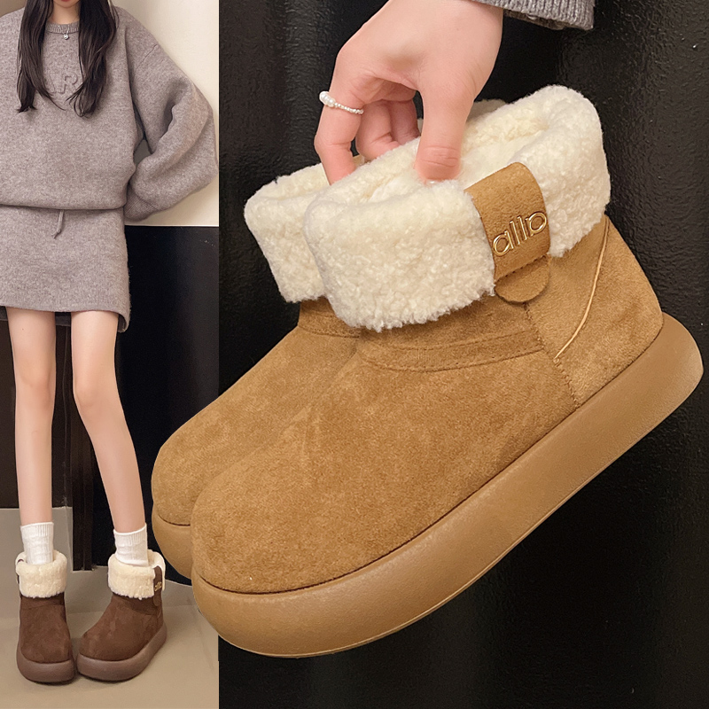 厚底雪地靴女2025新款冬季加绒加厚保暖女鞋棉鞋厚绒女款短靴