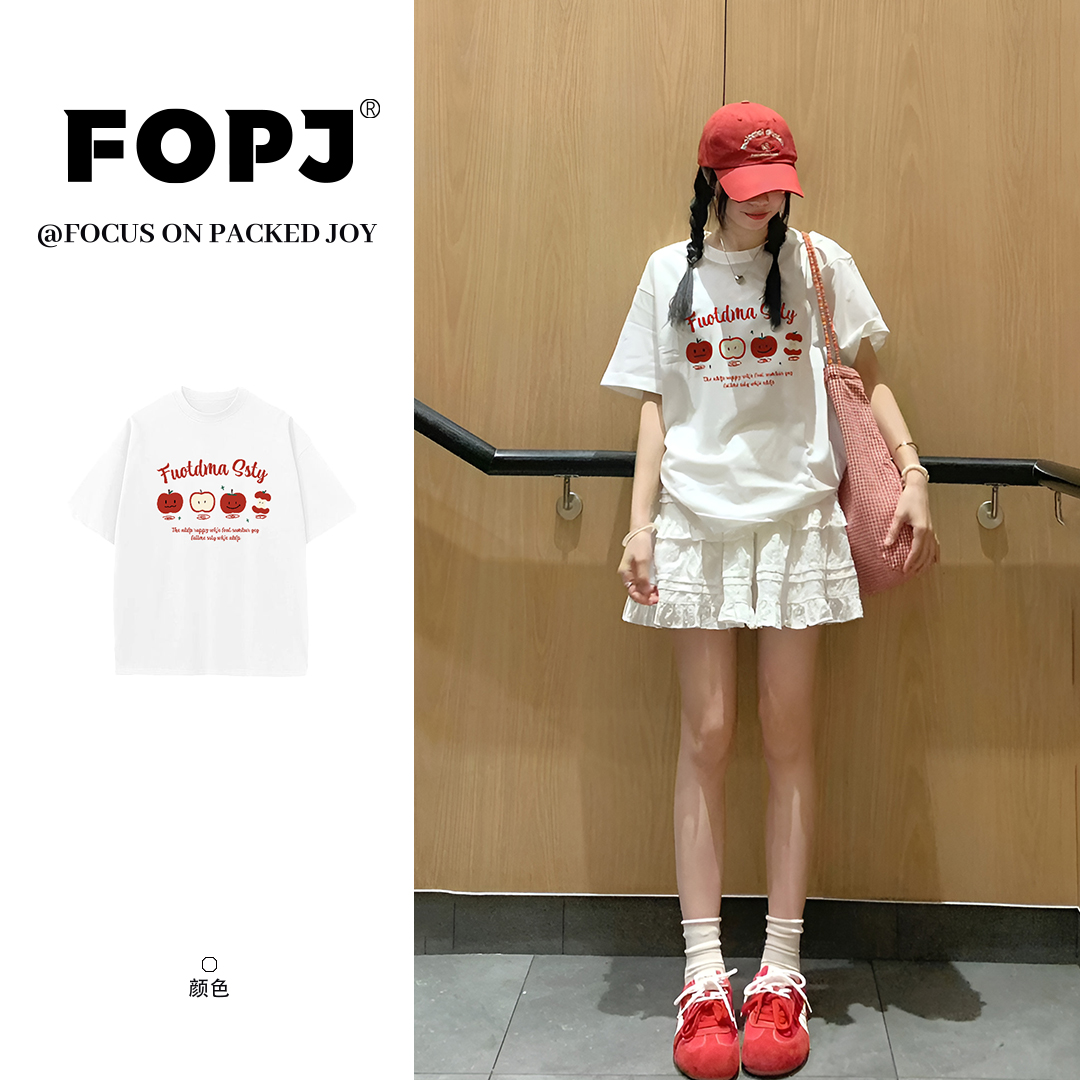 FOPJ韩系少女感穿搭美式高街学院风短袖t恤女小众百搭甜妹上衣