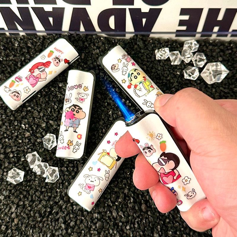 可爱卡通小新系列创意打火机个性防风蓝焰直冲铁壳充气高颜值礼品