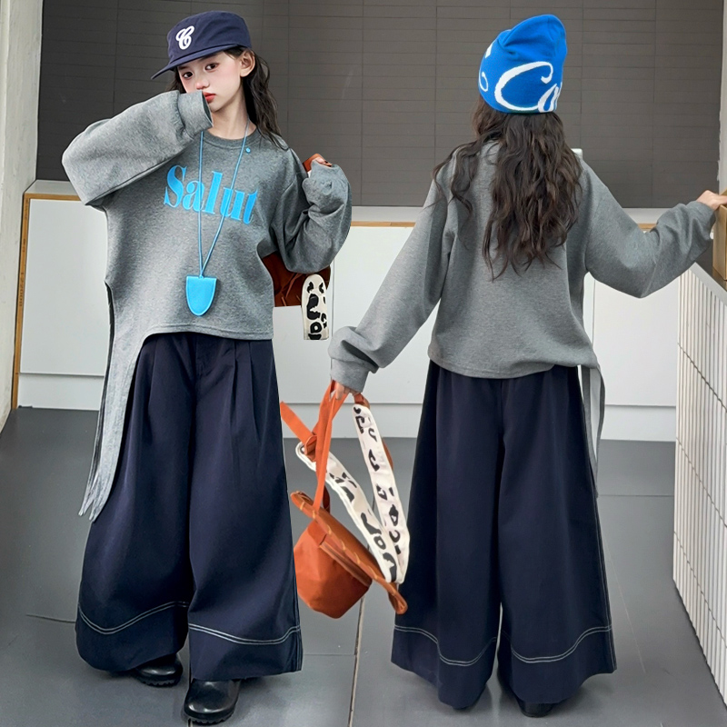 女童秋季洋气潮酷字母印花套装6-12岁15中大童小女孩舒适休闲套装