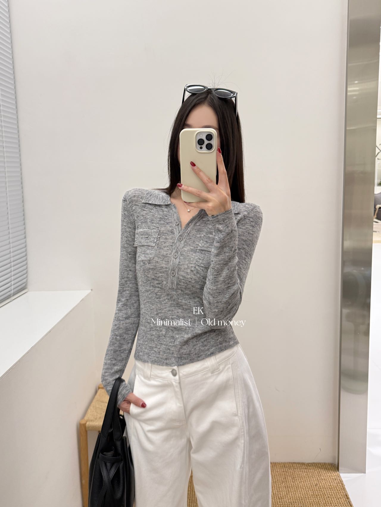 基础款修身V领亚麻针织女早秋新款百搭小衫1199