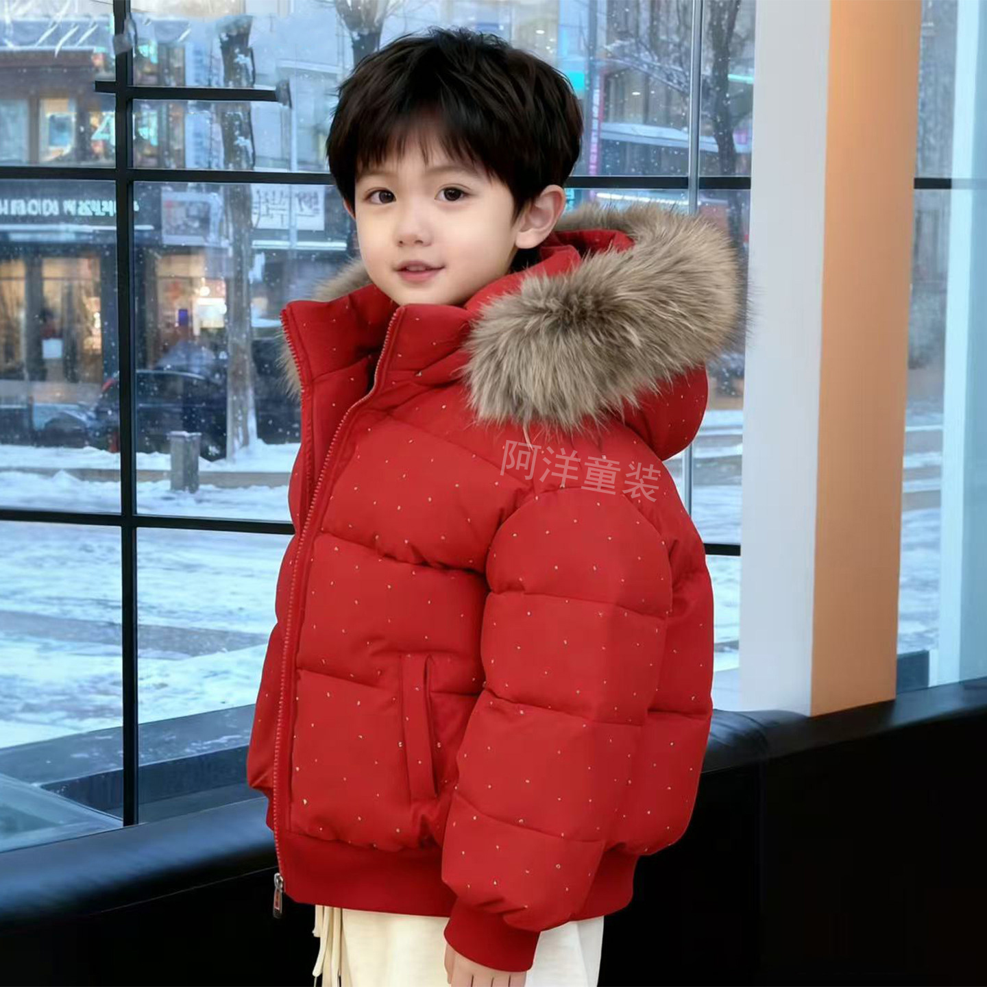 男童冬季棉衣2026新款冬款面包服儿童小男孩加厚棉服洋气毛领棉袄