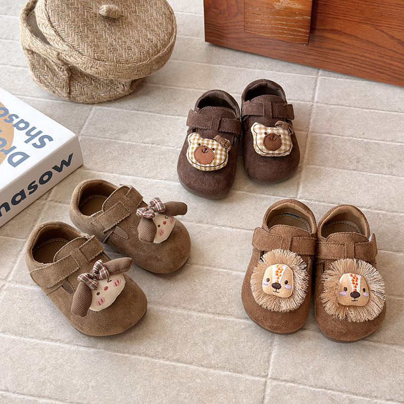 ABC 韩版女童勃肯鞋秋季单鞋卡通男童豆豆鞋儿童软底皮鞋中小童鞋