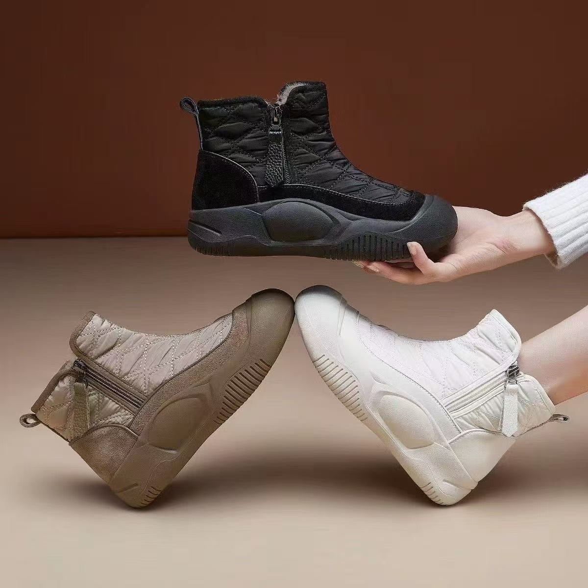 冬季加绒加厚雪地靴舒适百搭防滑耐磨时尚女士休闲棉鞋