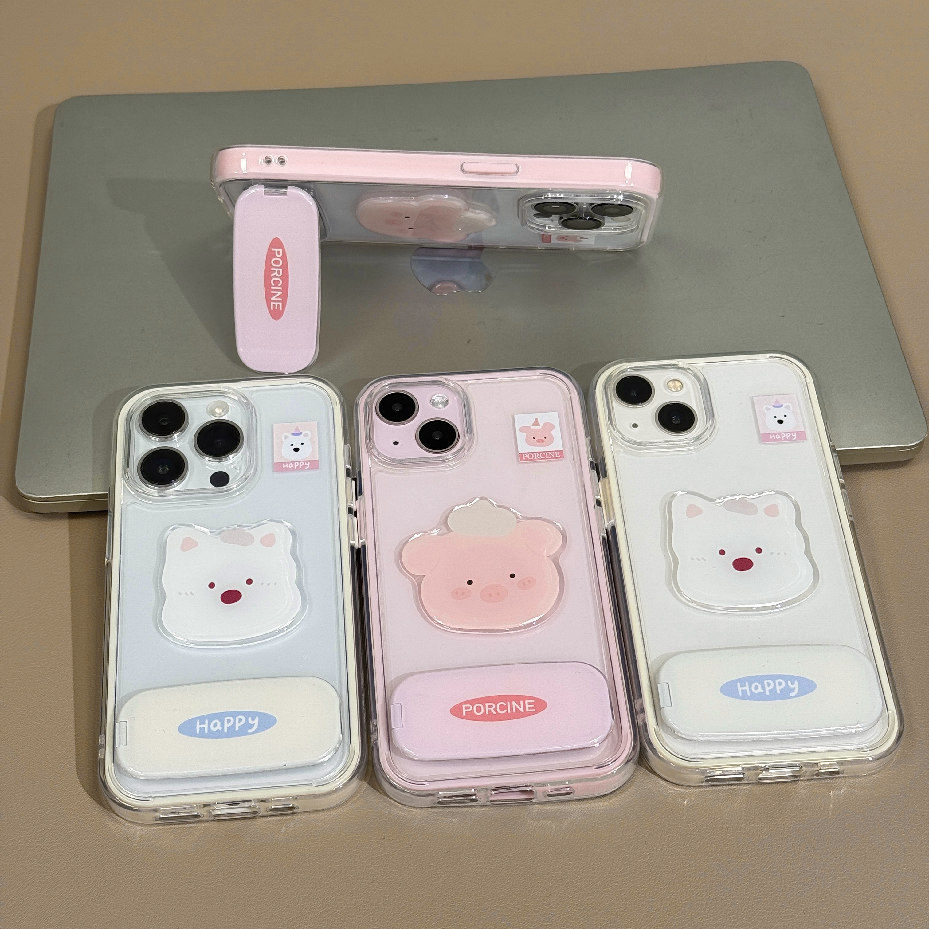 粉猪西高地镜面支架适用苹果16手机壳iPhone华为P70vivoppo小米15