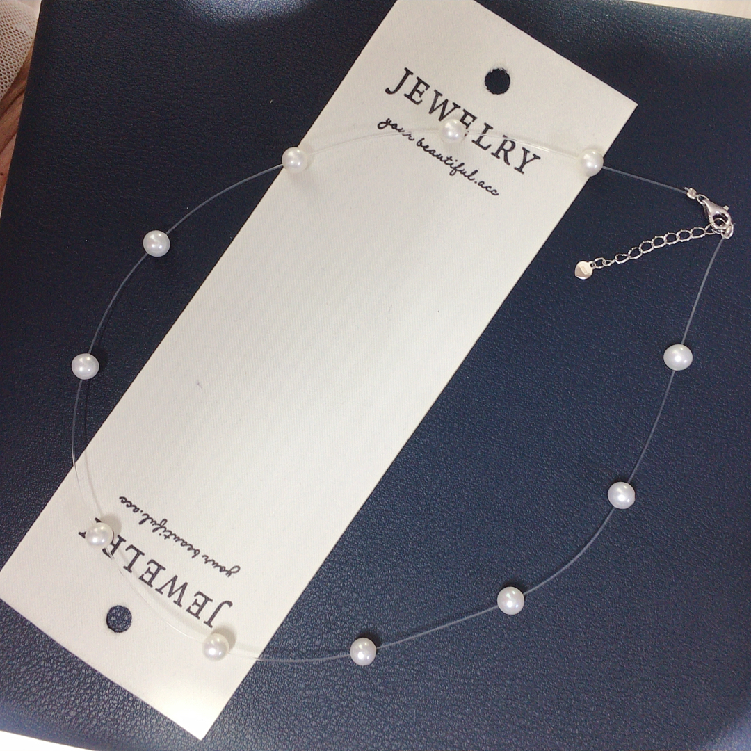 露丝同款S925纯银高亮正圆鱼线满天星珍珠项链时尚精致珍珠锁骨链