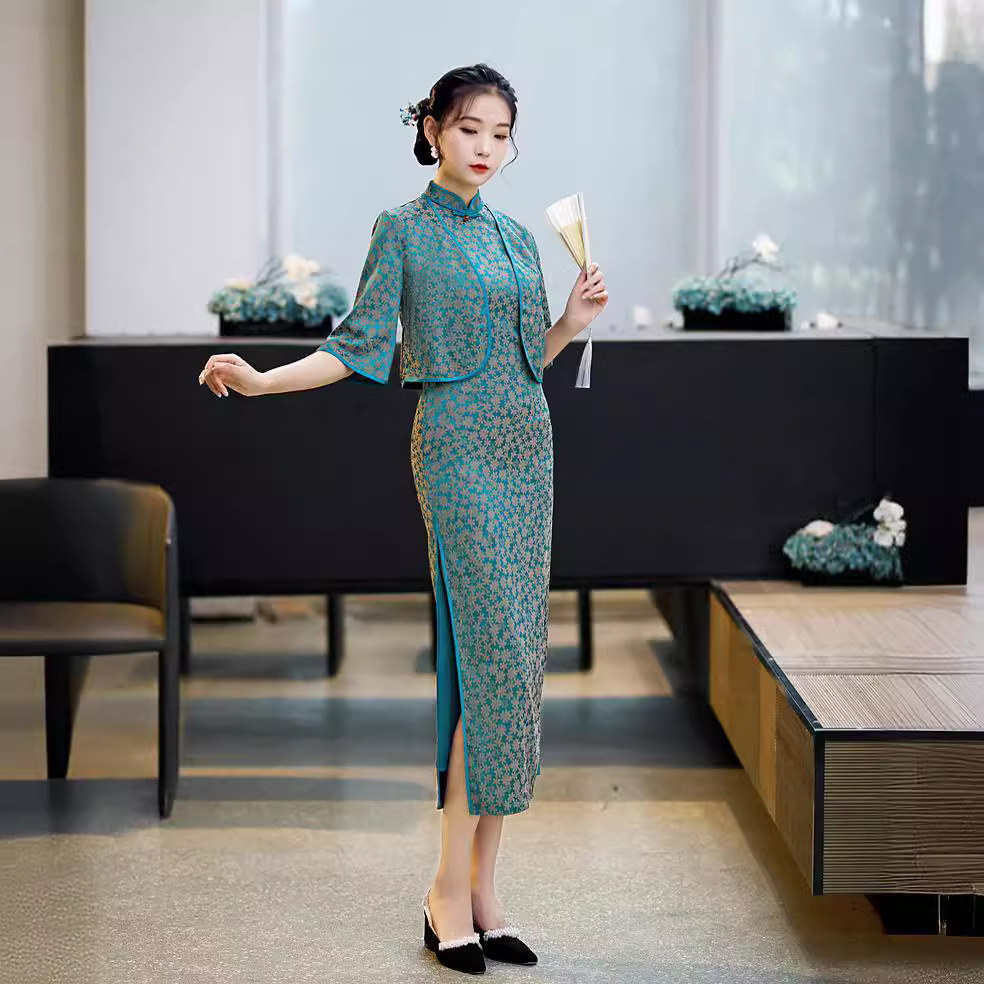 【心懂旗袍—锦颜】长款两件套高端重磅气质款中国风旗袍