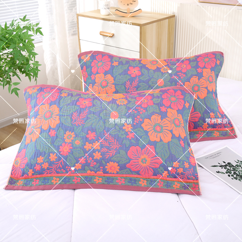 【枕巾一对装】中国风吸汗纱布枕巾盖巾双面通用柔软加大不掉色防污