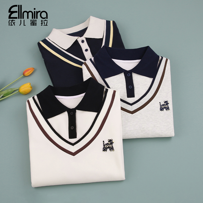 【悦姿】9408女童卫衣秋款儿童上衣学院翻领假两件女孩大童童装学生