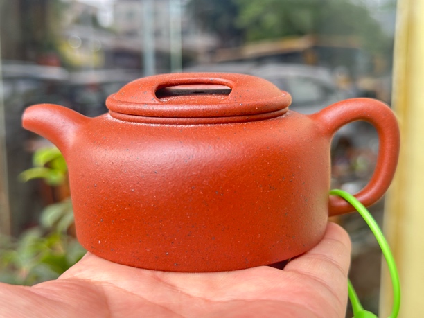 150CC小煤窑生砂朱泥牛盖莲子壶  手工紫砂壶 附光谱报告