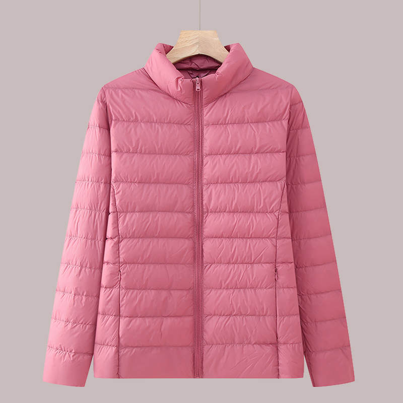 中年羽绒服女立领含色短款2025新款秋冬装妈妈轻薄白鸭绒