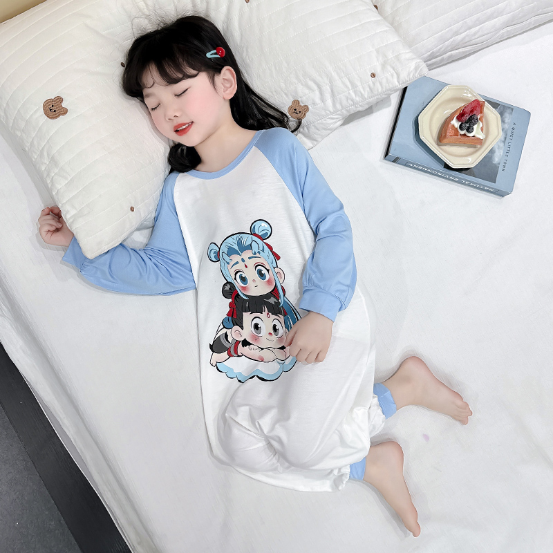儿童连体睡衣男女童2025新款宝宝夏季哪吒敖丙爬服女孩可爱家居服