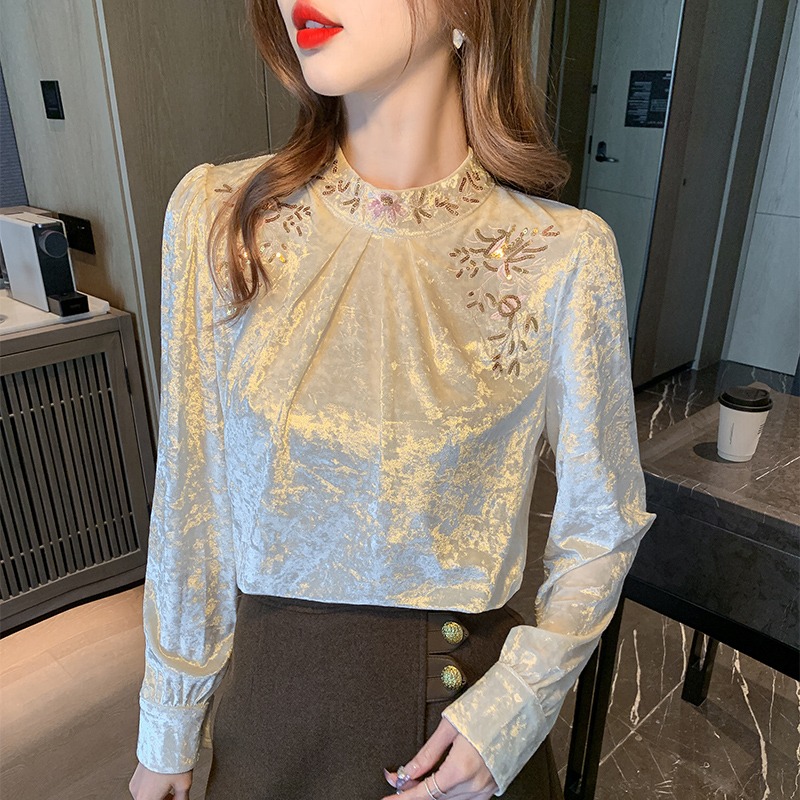 法式高端刺绣气质长袖衬衫女款2025新款秋冬时尚漂亮显瘦气质上衣