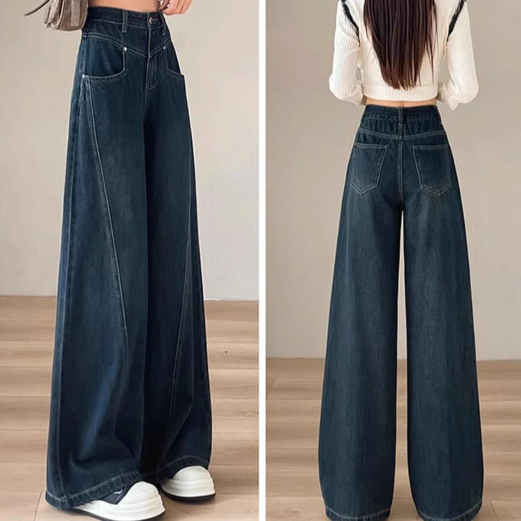 加绒加厚高腰显高显瘦牛仔阔腿裤女2025年秋冬季爆款时尚垂感洋气