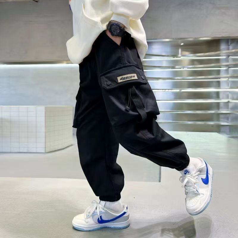 新款男童儿童工装裤春秋裤子2025新款韩版男孩帅气中大童潮款外穿