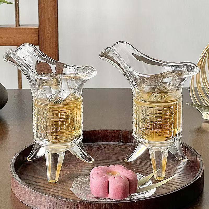 帝王杯冰美式拿铁咖啡杯Ins风创意搞怪三足爵杯玻璃杯奶茶杯酒杯